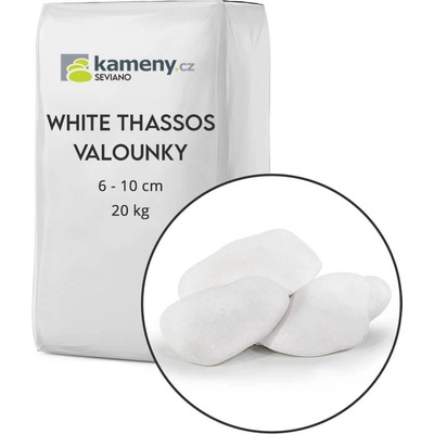 Kameny.cz Bílé mramorové oblázky White Thassos Vyberte si balení: 20 kg, Vyberte si velikostní frakci: 6 - 10 cm