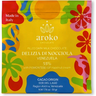 Aroko Chocolate 55% mléčná Delizia Di Nocciola Piemontese IGP Hazelnut Cream 50 g