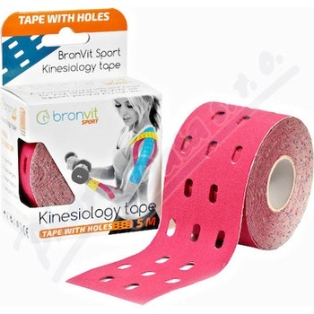 BronVit Sport Kinesio Tape děrovaný tejpovací páska růžová 5cm x 5m