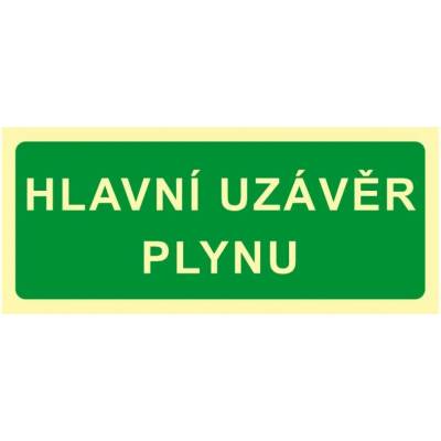 Fotoluminiscenční značka - Hlavní uzávěr plynu, plast 21 x 9 cm