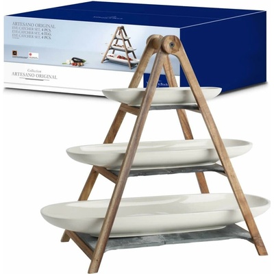 Villeroy & Boch drevený etažér + 3ks misa Artesano Original