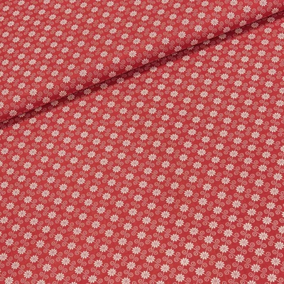 TextilCentrum.cz Bavlněné plátno 103000/13234 RED, bílé kvítky a spirálky na červené, š.140cm (látka v metráži)