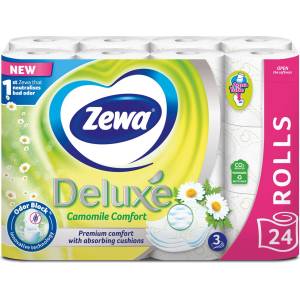 Zewa Тоалетна хартия Zewa de luxe Camomile comfort, 3-слойна, 19, 3 м, 24 бр