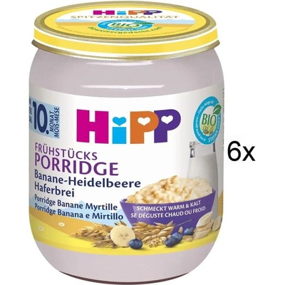 Hipp Bio raňajková ovesná kaša s banánom a čučoriedkami 6 x 160 g