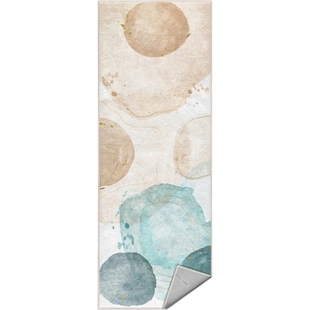 Mila Home Кремаво-тюркоазена пътека подходяща за пране 80x200 cm Puddle - Mila Home (HKC-DikHali-35-80x200)