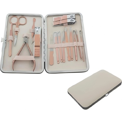 Професионален комплект за маникюр и педикюр в елегантна кутия - Светло Розова kp36877 (36877)