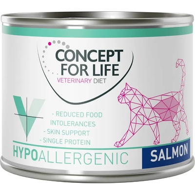 Concept for Life 6х185г Hypoallergenic Concept For Life Veterinary Diet, консервирана храна за котки -сьомга