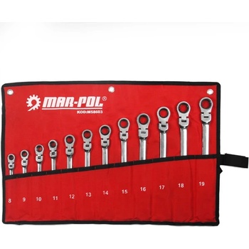 MAR-POL Račňové kľúče kĺbové nástenné 12ks 8-19mm M58603