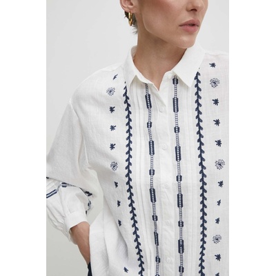ANSWEAR Памучна риза Answear Lab дамска в бяло със свободна кройка с класическа яка (A6853.HWK)
