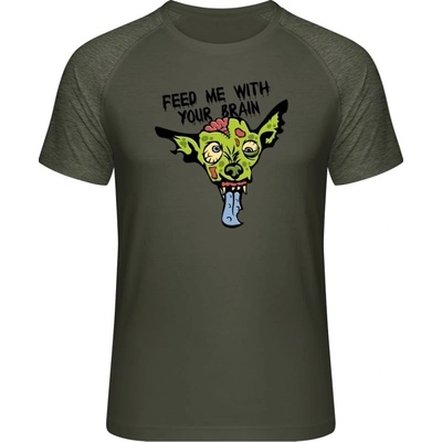 Mymate predĺžené tričko MY111 Dizajn Zombie Pes olive heather olive