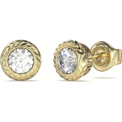 Guess pozlátené náušnice s čírymi zirkónmi Sailor Knot JUME05022JWYGT/U