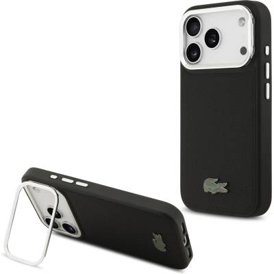 Lacoste Iconic Petit Pique стойка за камера MagSafe калъф за iPhone 17 Pro черен (LCHMP17LPCSLAK)