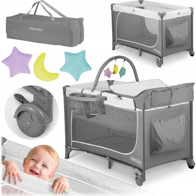 Kinderkraft Cestovní postýlka Leody šedá – Zboží Dáma
