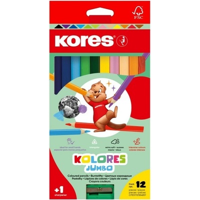 Kores Jumbo pastelky trojhranné 12ks 93512.02
