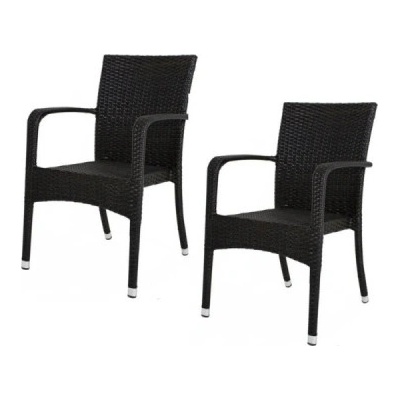 Garden Pleasure Zahradní židle London 142525, 2 kusy, s područkami, hliník, HDPE, černá, 55 x 89 x 57 cm