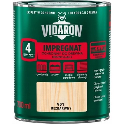 Vidaron ochranný impregnační nátěr na dřevo, základní, bezbarvý V01 0,7l