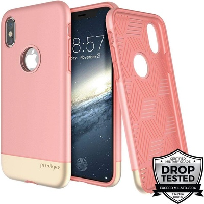 Prodigee Fit Pro Case - хибриден слайдер кейс за iPhone XS, iPhone X (розов-златист)
