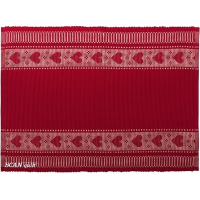 SCANquilt prostírání Rib BORDURA SRDÍČKA červenosmetanová 30x45cm