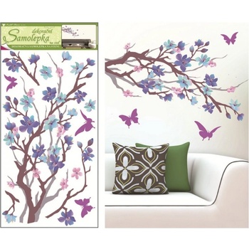 Room Decor 10089 Samolepky na zeď purpurová fialová větev (69 x 32 cm)