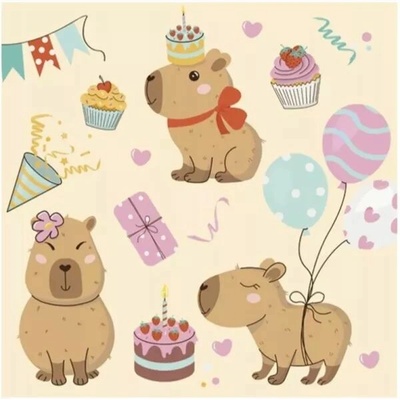 Daisy Ubrousky 3N 20 ks Kapybara party 33x33cm