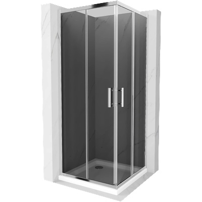 Mexen Rio квадратна душ кабина 80 x 80 см, графит, хром + корито Flat, бял (860-080-080-01-40-4010)