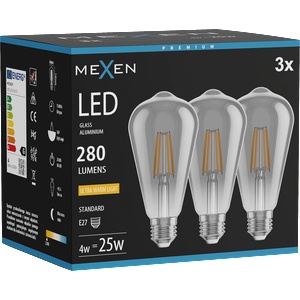 Mexen Vintis 3x LED филамент крушка E27, ST64, 4W, Топла - 2200K, 300 lm, дым - L152-E27-0422-70x03 (L152-E27-0422-70x03)