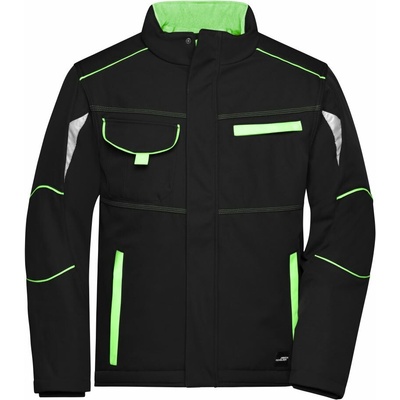 James & Nicholson JN 853 pracovná zimná softshellová bunda Color 02.0853 black/lime green