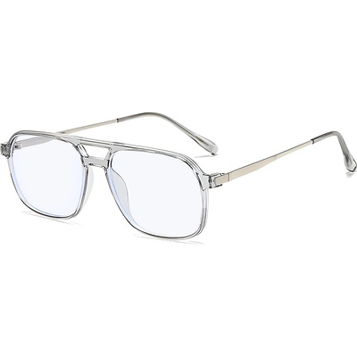 Techsuit Очила за компютър Techsuit Anti-Blue Light Glasses Reflex PC (83092) - унисекс, големи квадратни - Прозрачен / Сребрист