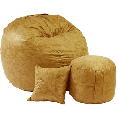 PUFRELAX Комплект Барбарон с табуретка за крака и декоративна възглавница 500л. Matusalem, Amber, Перящ се калъф, Подходящ за деца, Пълнеж с микс от мемори пяна и дунапрен, Гама Premium, 8961 (PUF-M-MOP-PT-AMB)