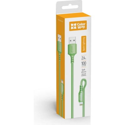 ColorWay CW-CBUL042-GR USB Apple Lightning (soft silicone), 2,4A, 1m, zelený