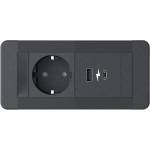 Digitel SLIM FRAME 1хКОНТАКТ ШУКО+ 1хUSB A/C 20W, ЧЕРЕН (14524D)