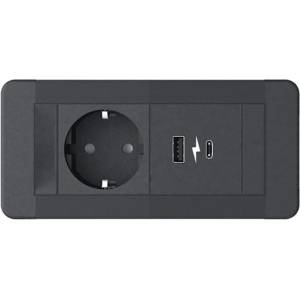 Digitel SLIM FRAME 1хКОНТАКТ ШУКО+ 1хUSB A/C 20W, ЧЕРЕН (14524D)