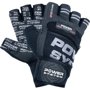 Power System Training Gloves with Wristwraps | Power Grip - Black L