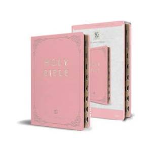KJV Holy Bible, Giant Print Large Format, Pink Premium Imitation Leather with Ri Bbon Marker, Red Letter, and Thumb Index | Origin (2024)