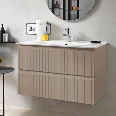 BlueLife Artico Шкаф за баня 80см бежово сиво + Керамична мивка (b.artico80tor/set)