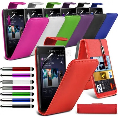 Sony Xperia E1/Dual Flip Кожен Калъф + Скрийн Протектор