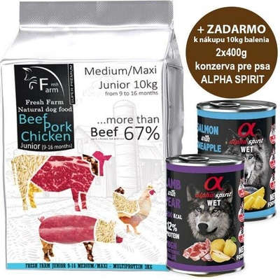 Fresh Farm Junior 9-16 Medium & Maxi Multiprotein 10 kg