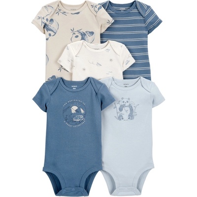 CARTER'S Body krátký rukáv Blue Panda Airplane kluk 5ks