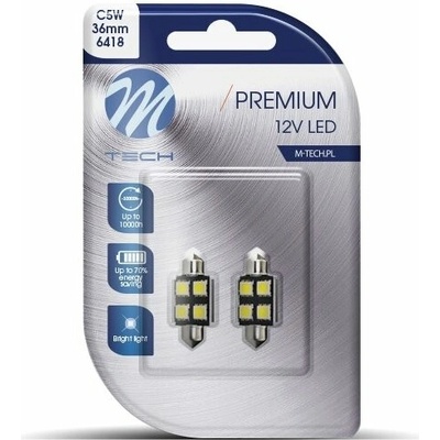 M-Tech PREMIUM C5W 36 mm 4 LED biele 2 ks LB328W