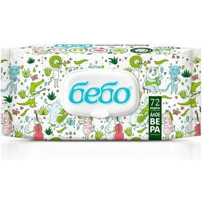 Bebo Влажни кърпички Bebo - С екстракт от Алое Вера, 72 броя (633)