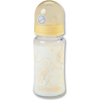 Baby-Nova Стъклено шише Baby Nova - 230 ml, жълто (44240)