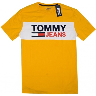 Tommy Hilfiger pánské tričko s krátkým rukávem Essential Wide Logo yellow