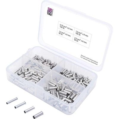 TRU COMPONENTS T1903C022 sada dutiniek 0.75 mm², 1 mm², 1.5 mm², 2.5 mm² neizolované strieborná 300 ks