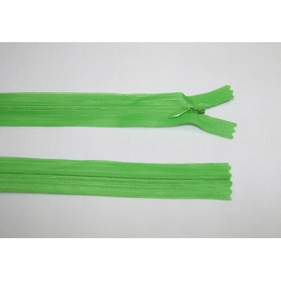 Zips krytý 3mm zelená nedeliteľný 40cm dederon