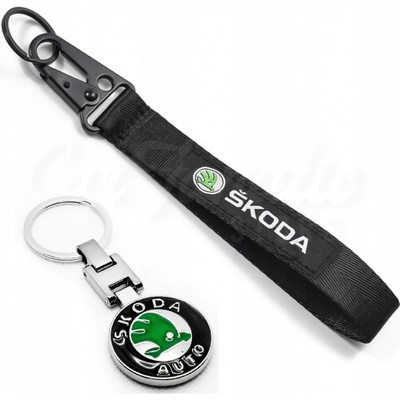 Přívěsek na klíče SET + vodítko ŠKODA kovový chrom