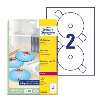 Avery Zweckform CD/DVD Plates Labels, 25 pieces