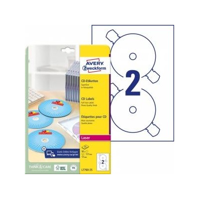 Avery Zweckform CD/DVD Plates Labels, 25 pieces