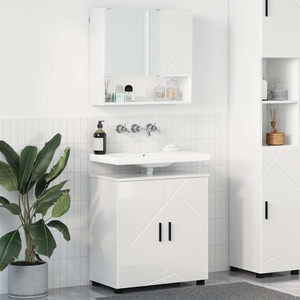 vidaXL Комплект мебели за баня 2 бр. Лъскаво бяло 61 x 35 x 64 см (3392937)