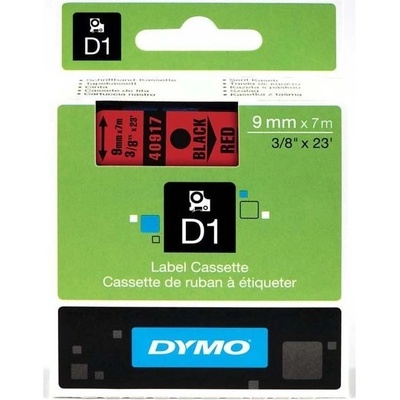 Dymo originál páska do tlačiarne štítkov, Dymo, 40917, S0720720, čierny tlač/červený podklad, 7m, 9mm, D1