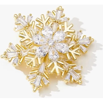 Éternelle Luxusní brož se zirkony ve tvaru Sněhové vločky B7352-Z-116 Zlatá